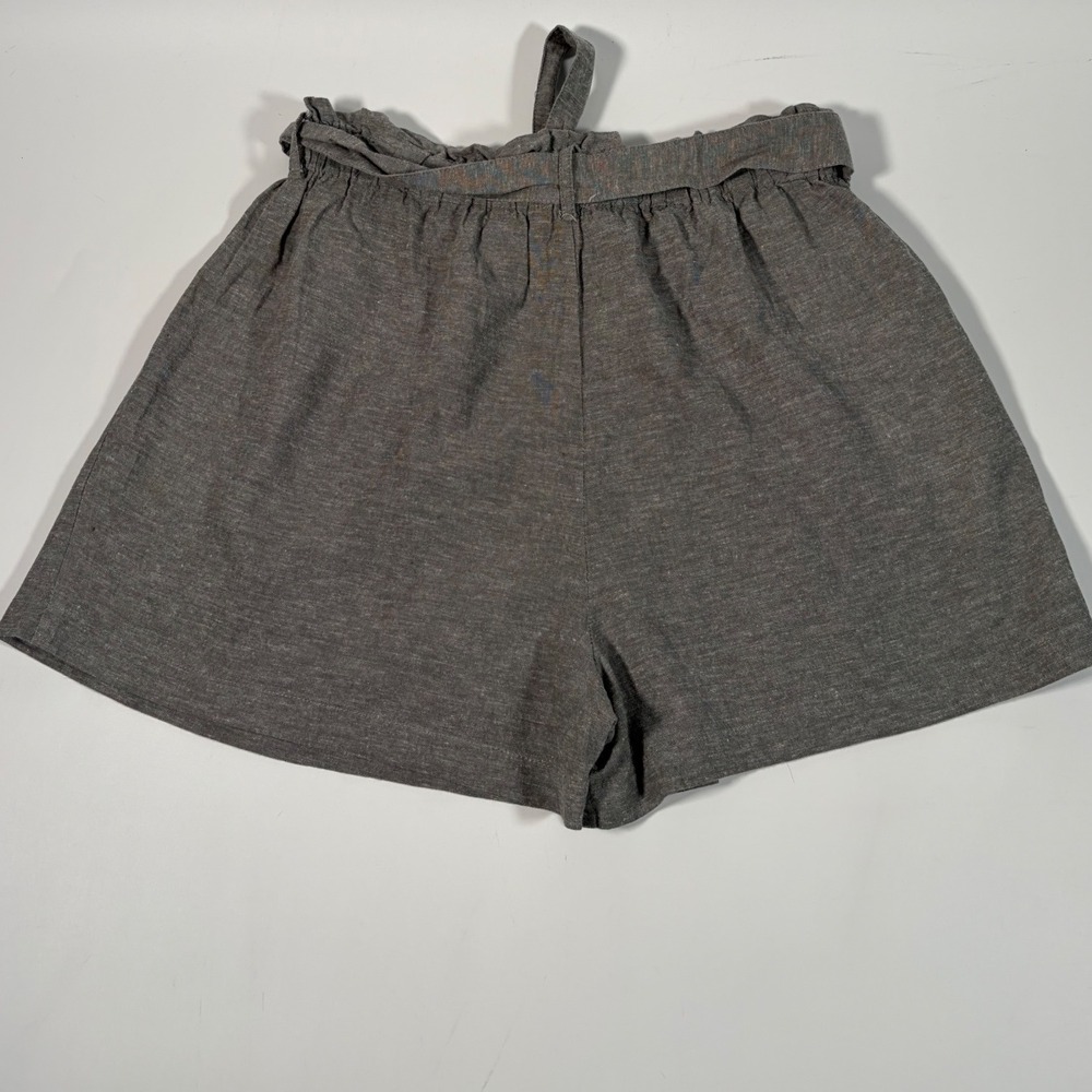 GiGiO USA Boutique Women's L Gray Paperbag Waist Shorts 100% Cotton High Rise - Picture 3 of 7